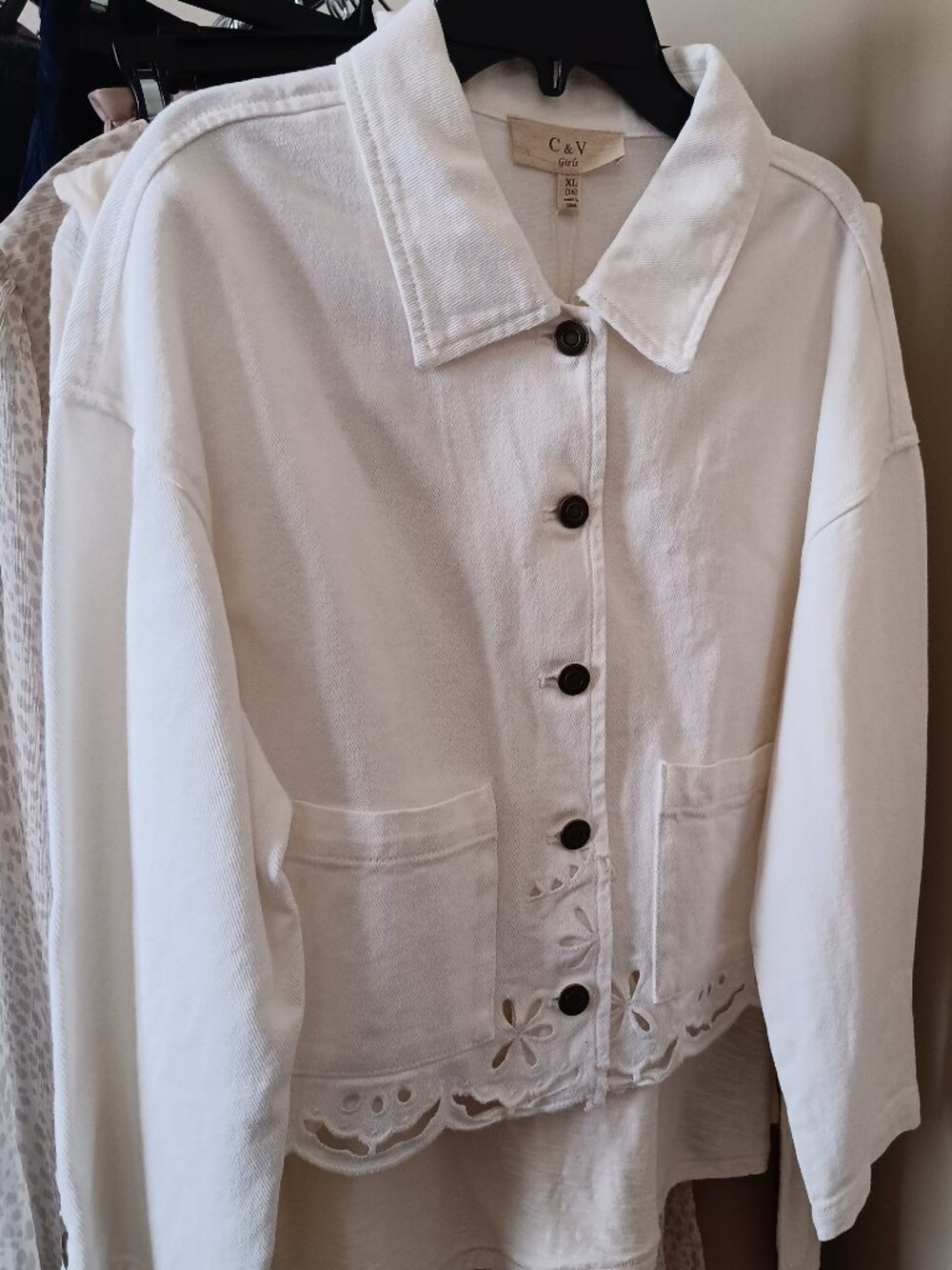 NWT Off White Cotton with Cutout Design Jacket Size XL
